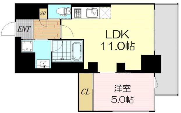 プレジオ恵美須(1LDK/4階)の間取り写真