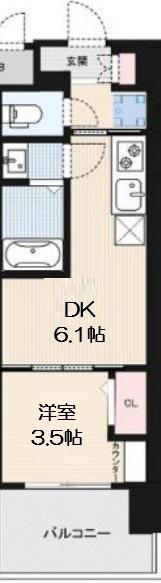 DIMORA難波(1DK/3階)の間取り写真