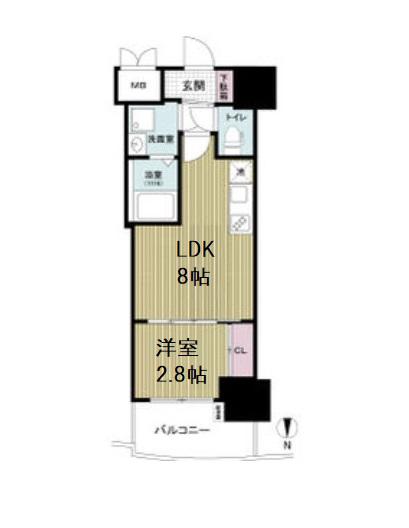 セレニテ本町東リアン(1LDK/12階)の間取り写真