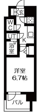 レジュールアッシュ中之島サウス(1K/13階)の間取り写真