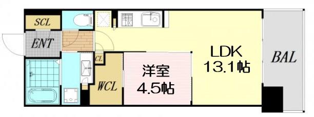 OPUS RESIDENCE SHINSAIBASHIサウス(1LDK/3階)の間取り写真