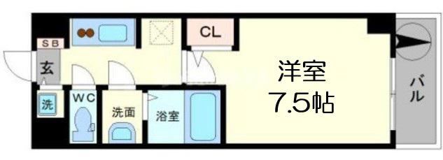 S-RESIDENCE難波BRILLER(1K/13階)の間取り写真