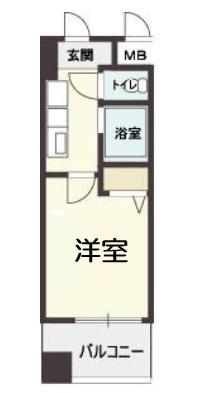 HOPECITY天神橋(1K/2階)の間取り写真