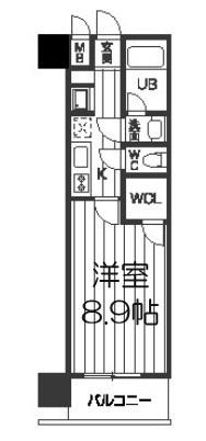 レジディア京町堀(1K/2階)の間取り写真