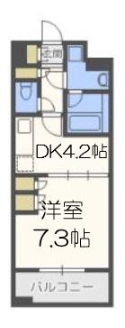 ポートヴィラ靭公園(1DK/3階)の間取り写真