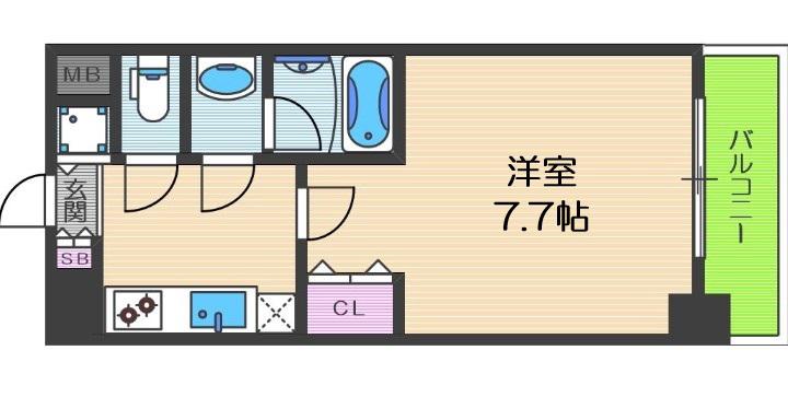 S-RESIDENCE福島LUXE(1K/13階)の間取り写真