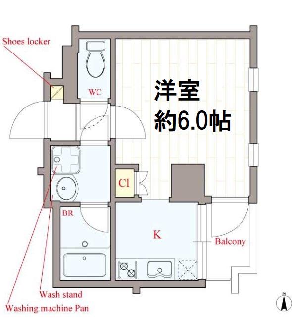 シャトーナンバリプレ(1K/2階)の間取り写真