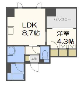 アーデンタワー北堀江(1LDK/2階)の間取り写真