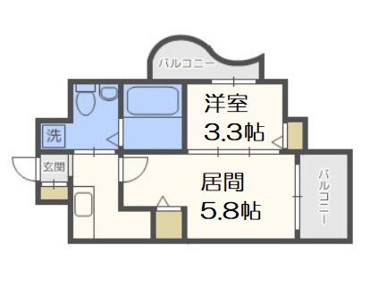 セレニテ上町台(1DK/9階)の間取り写真