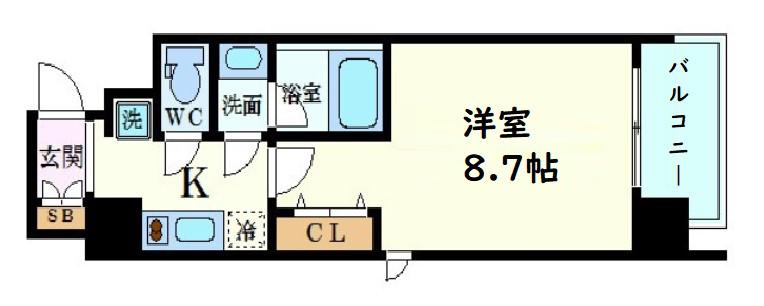コンフォリア心斎橋イースト(1K/7階)の間取り写真