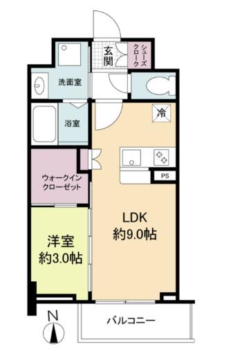 セレニテ谷町四丁目アリエ(1LDK/3階)の間取り写真