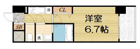QUINTET NAMBA(1K/9階)の間取り写真