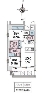 スプランディッド新大阪VIII(1SLDK/11階)の間取り写真