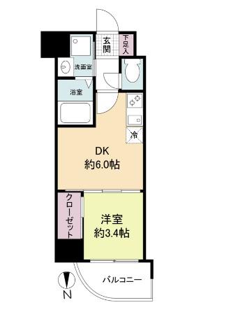 セレニテ谷町四丁目アリエ(1DK/6階)の間取り写真