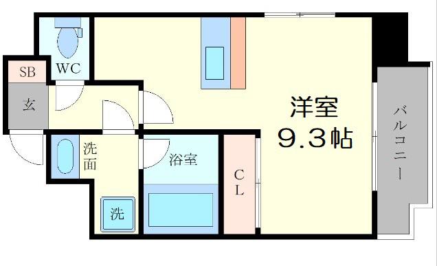 アバンティ大阪ドームシティ(ワンルーム/10階)の間取り写真