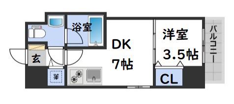 イグレック南本町(1DK/7階)の間取り写真