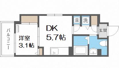 サニーハウス南堀江(1DK/6階)の間取り写真