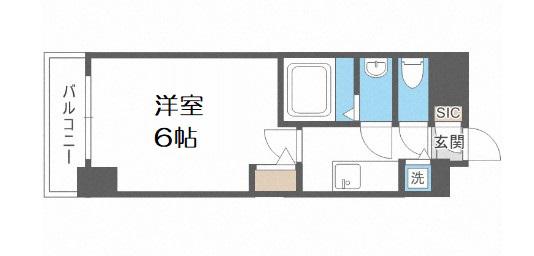 エスリードレジデンス大阪福島フロント(1K/13階)の間取り写真