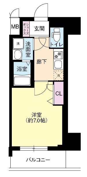 DIMUS新大阪(1K/15階)の間取り写真