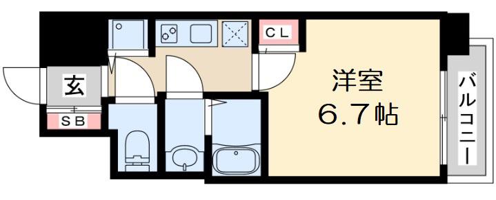 S-RESIDENCE新大阪RIDENTE(1K/6階)の間取り写真