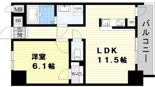 S-RESIDENCE新大阪駅前(1LDK/13階)の間取り写真