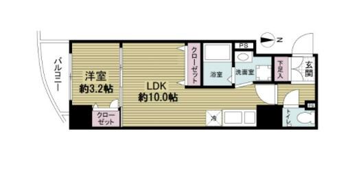 セレニテ心斎橋グランデ(1LDK/10階)の間取り写真