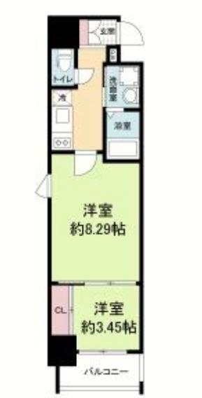 CAVANA本町(1LDK/3階)の間取り写真