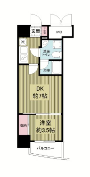 APRILE南森町(1DK/14階)の間取り写真