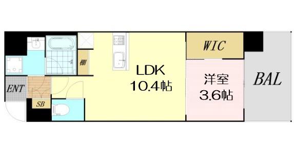 ブエナビスタ難波タワー(1LDK/9階)の間取り写真