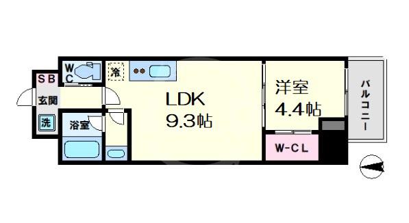 ブエナビスタ大手通(1LDK/7階)の間取り写真