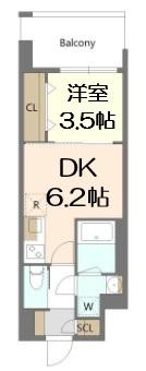 ALIVIS浪速東SOL TERRACE(1DK/9階)の間取り写真