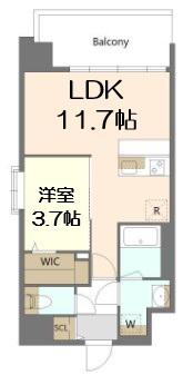 ALIVIS浪速東SOL TERRACE(1LDK/4階)の間取り写真