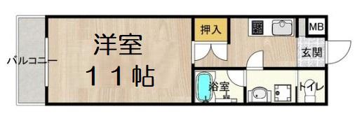 CITY SPIRE心斎橋イースト(1K/3階)の間取り写真
