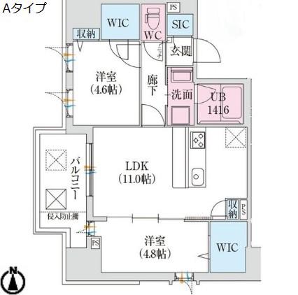 スプランディッドX(2LDK/13階)の間取り写真