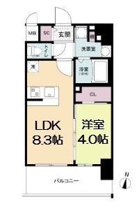 エスリードレジデンス梅田グランゲート(1LDK/11階)の間取り写真