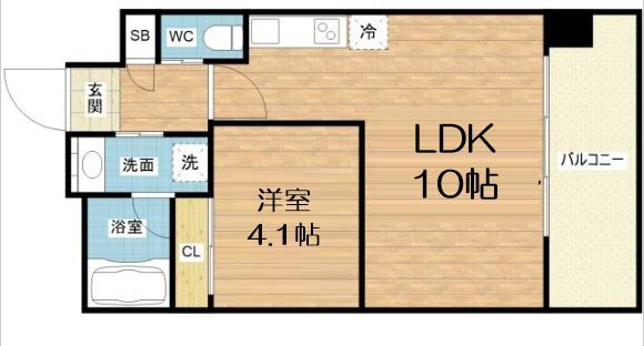 プレジオ弁天町(1LDK/13階)の間取り写真