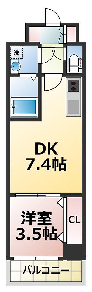 レオンコンフォート新大阪ウインズ(1DK/7階)の間取り写真