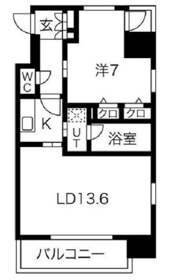 S-RESIDENCE淀屋橋(1LDK/14階)の間取り写真