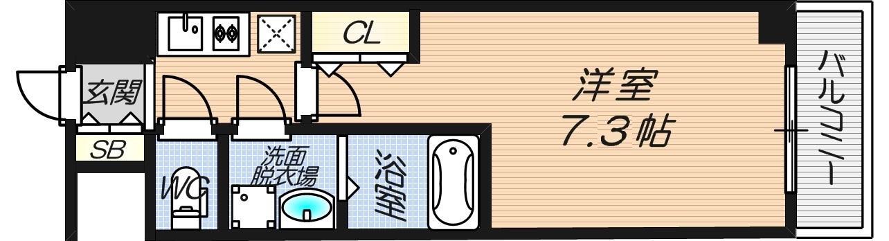 S-RESIDENCE新大阪ウエスト(1K/8階)の間取り写真