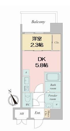 セレニテ南堀江エクラ(1DK/5階)の間取り写真