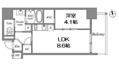 アドバンス上町台シュタット(1LDK/12階)の間取り写真