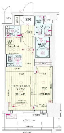 プレサンス新大阪ジェイズ(1LDK/9階)の間取り写真