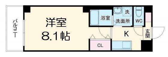 ルミエナ東三国(1K/2階)の間取り写真