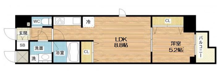 スプランディッド堀江(1LDK/9階)の間取り写真