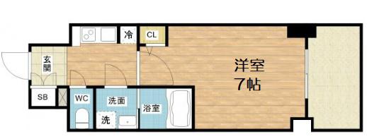 S-RESIDENCE福島ALOVITA(1K/4階)の間取り写真