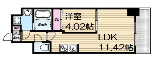 プレジオ鎗屋町(1LDK/4階)の間取り写真