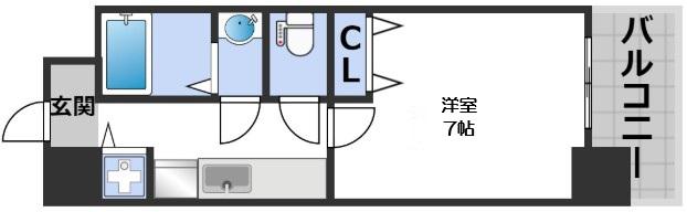 グラマシー心斎橋東(1K/4階)の間取り写真
