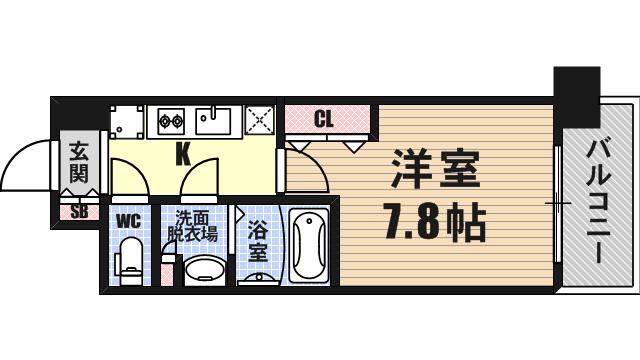 コンフォリア心斎橋イースト(1K/7階)の間取り写真
