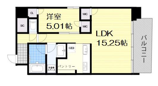 BRAVE新町(1LDK/3階)の間取り写真