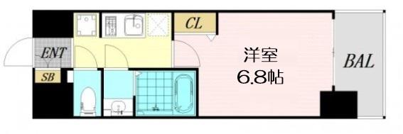 プレサンス大国町アドロッソ(1K/9階)の間取り写真